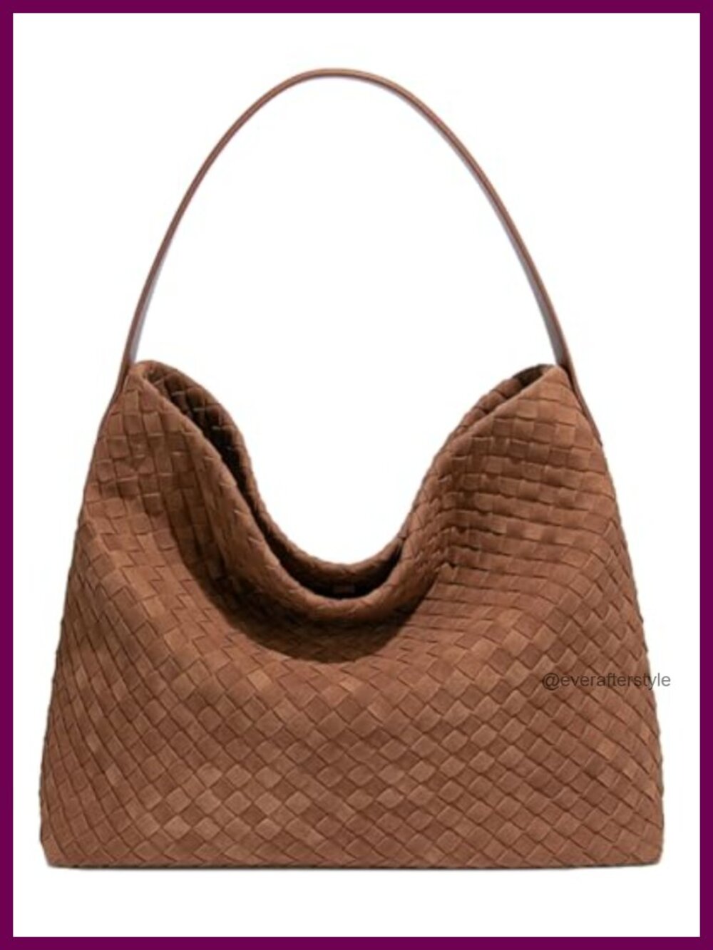 Woven Faux Suede Hobo Bag Slouchy Tote Purse for Work Travel